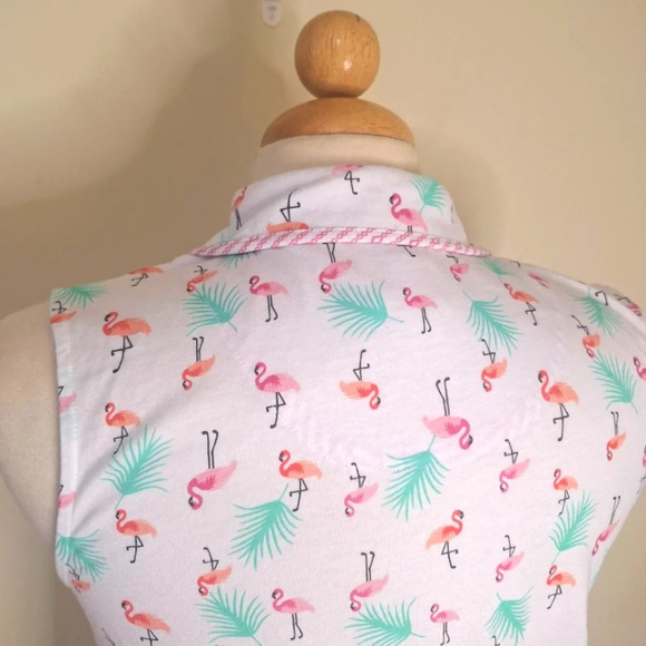 Aria Flamingo print sleeveless  cotton blend top SZ S - Picture 7 of 8